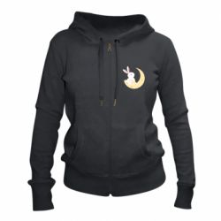 Женское худи на молнии Cute rabbit on the moon