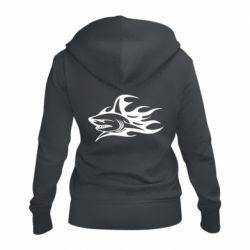 Женское худи на молнии Flaming shark - PrintSalon