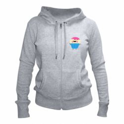 Женское худи на молнии Funny cupcake with smile