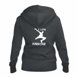 Женское худи на молнии I love parkour - PrintSalon