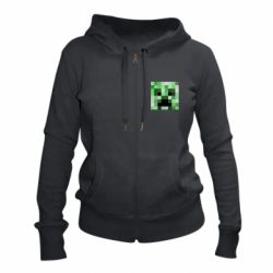 Женское худи на молнии Minecraft minimalist Creeper - PrintSalon