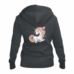 Женское худи на молнии Unicorn with bow tie