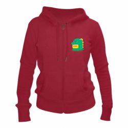 Женское худи на молнии Уточка в костюме динозавра