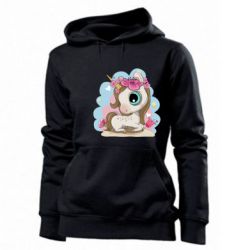 Женское худи Unicorn with flowers - PrintSalon