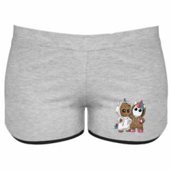 Женские шорты Baby Groot And Unicorn - PrintSalon