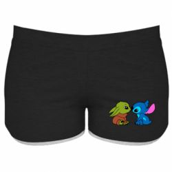 Женские шорты Baby Yoda And Stitch - PrintSalon