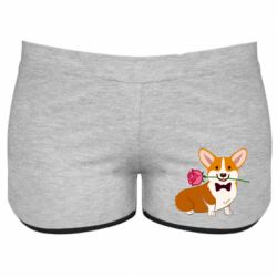 Женские шорты Corgi With A Rose