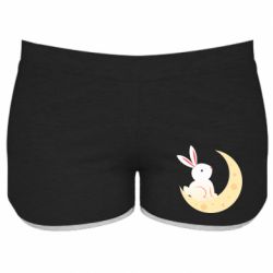 Женские шорты Cute rabbit on the moon - PrintSalon