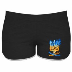 Женские шорты Горящий гербу Украины - PrintSalon