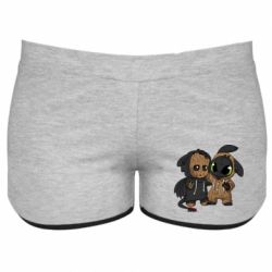 Женские шорты Groot And Toothless - PrintSalon