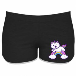 Женские шорты Котик-единорог - PrintSalon