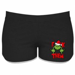 Женские шорты The grinch f*ck them - PrintSalon