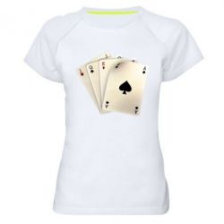Жіноча футболка для спорту 4 cards - PrintSalon