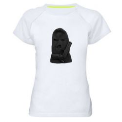 Женская спортивная футболка Балаклава с пистолетом - PrintSalon