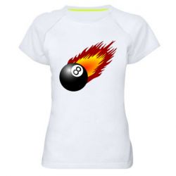 Женская футболка для спорта Бильярдный шар в огне - PrintSalon