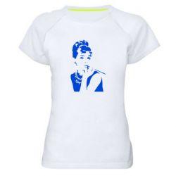 Жіноча футболка для спорту Дівчина фарбує губи - PrintSalon