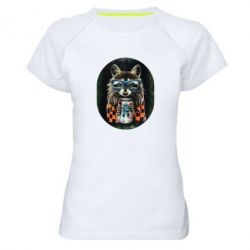 Женская футболка для спорта Енот в очках - PrintSalon