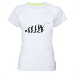 Женская футболка для спорта Эволюция рыбака - PrintSalon