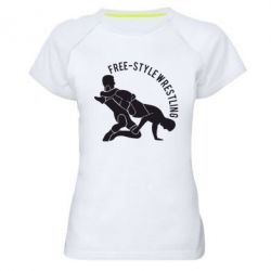 Женская футболка для спорта Free-style wrestling - PrintSalon