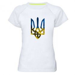 Жіноча футболка для спорту Герб на фоні прапора - PrintSalon