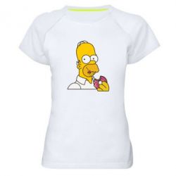 Женская футболка для спорта Гомер любит пончики - PrintSalon