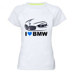 Женская футболка для спорта I love BMW 2 - PrintSalon