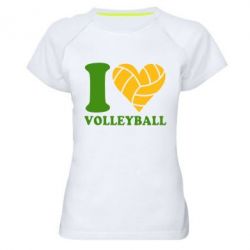 Женская футболка для спорта I love volleyball - PrintSalon