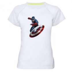 Женская футболка для спорта Капитан Америка - PrintSalon