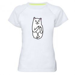 Женская футболка для спорта Кот с факом - PrintSalon