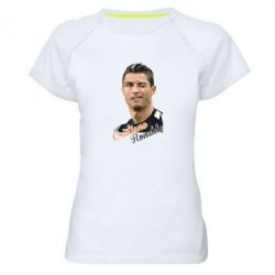 Женская футболка для спорта Криштиану Роналду, полигональный портрет - PrintSalon