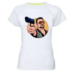 Женская футболка для спорта Лебовски с пушкой - PrintSalon