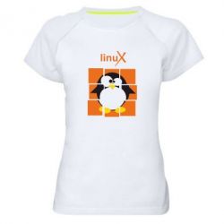 Жіноча футболка для спорту Linux pinguine - PrintSalon