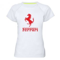 Женская футболка для спорта логотип Ferrari - PrintSalon