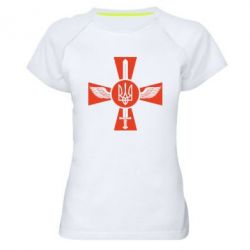 Жіноча футболка для спорту Меч, крила та герб - PrintSalon