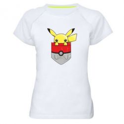 Женская футболка для спорта Pikachu in pocket - PrintSalon