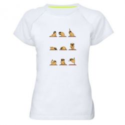 Женская футболка для спорта Pug engaged in yoga - PrintSalon