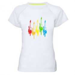 Женская футболка для спорта Разноцветные гитары - PrintSalon