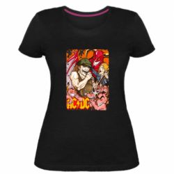 Женская премиум футболка AC DC Art Banner