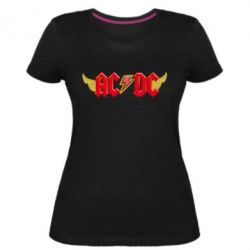 Женская премиум футболка AC/DC с крыльями - PrintSalon