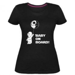 Женская премиум футболка Baby on board 1 - PrintSalon
