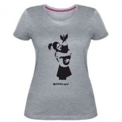 Женская премиум футболка Bancsy bomb love