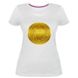 Женская премиум футболка Bitcoin coin - PrintSalon