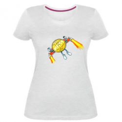 Женская премиум футболка Bitcoin into space - PrintSalon