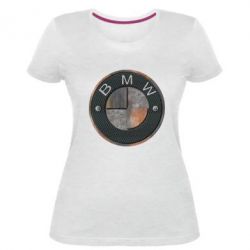 Женская премиум футболка BMW Steel Logo - PrintSalon