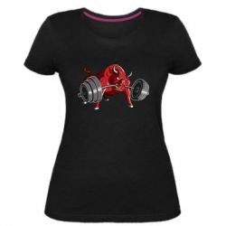 Женская премиум футболка Bull with a barbell - PrintSalon