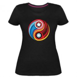 Жіноча преміум футболка Captain America & Iron Man - PrintSalon
