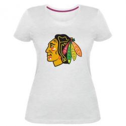 Женская премиум футболка Chicago Black Hawks - PrintSalon