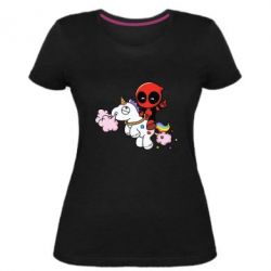 Жіноча преміум футболка Deadpool on the unicorn - PrintSalon