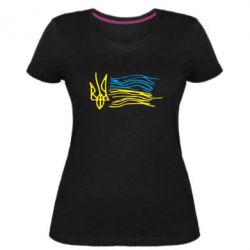 Женская премиум футболка Детский рисунок флаг Украины - PrintSalon