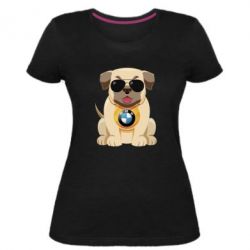 Жіноча преміум футболка Dog with a collar BMW